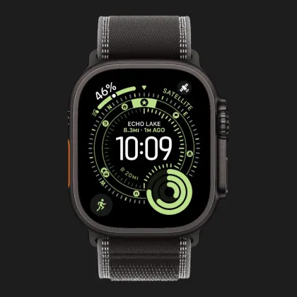 Apple Watch Ultra 3 GPS + LTE, 49mm Black Titanium Case with Black/Charcoal Trail Loop - S/M (MF1D4)