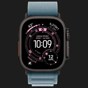 Apple Watch Ultra 3 GPS + LTE, 49mm Black Titanium Case with Light Blue Alpine Loop - Large (Ultra)