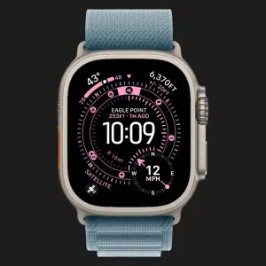 Apple Watch Ultra 3 GPS + LTE, 49mm Natural Titanium Case with Light Blue Alpine Loop - Small (Ultra)