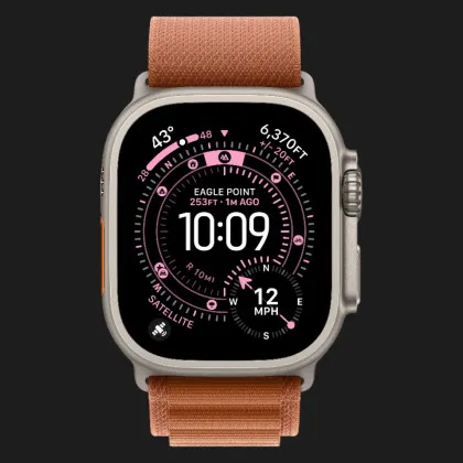 Apple Watch Ultra 3 GPS + LTE, 49mm Natural Titanium Case with Terra Cotta Alpine Loop - Large