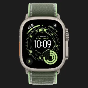 Apple Watch Ultra 3 GPS + LTE, 49mm Natural Titanium Case with Green/Neon Trail Loop - S/M (Ultra)