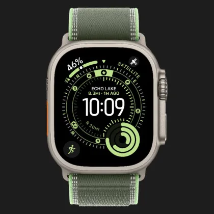 Apple Watch Ultra 3 GPS + LTE, 49mm Natural Titanium Case with Green/Neon Trail Loop - S/M (Ultra)