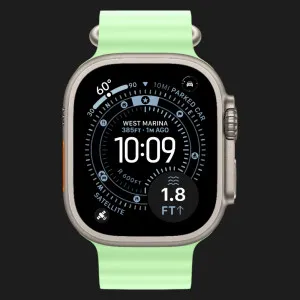 Apple Watch Ultra 3 GPS + LTE, 49mm Natural Titanium Case with Neon Green Ocean Band (Ultra)
