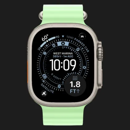 Apple Watch Ultra 3 GPS + LTE, 49mm Natural Titanium Case with Neon Green Ocean Band