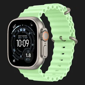 Apple Watch Ultra 3 GPS + LTE, 49mm Natural Titanium Case with Neon Green Ocean Band (Ultra)