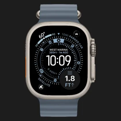 Apple Watch Ultra 3 GPS + LTE, 49mm Natural Titanium Case with Anchor Blue Ocean Band (MEWH4)