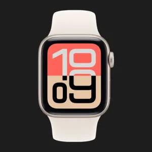 Apple Watch SE 3 GPS, 40mm Starlight Aluminum Case with Starlight Sport Band (S/M) (MEH34)