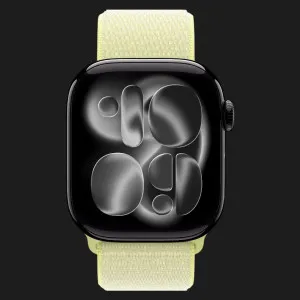 Apple Watch Series 11 GPS, 46mm Jet Black Aluminum Case with Neon Yellow Sport Loop (Ultra)