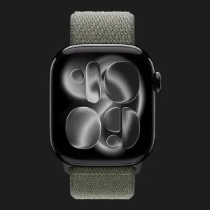 Apple Watch Series 11 GPS, 42mm Jet Black Aluminum Case with Forest Sport Loop (Ultra)