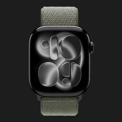 Apple Watch Series 11 GPS, 42mm Jet Black Aluminum Case with Forest Sport Loop (Ultra)