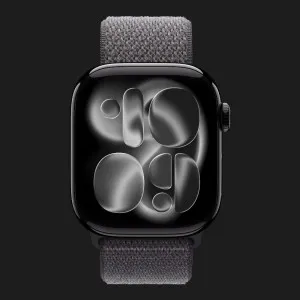 Apple Watch Series 11 GPS, 42mm Jet Black Aluminum Case with Dark Gray Sport Loop (Ultra)