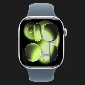 Apple Watch Series 11 GPS, 42mm Silver Aluminum Case with Anchor Blue Sport Band (M/L) (Ultra)