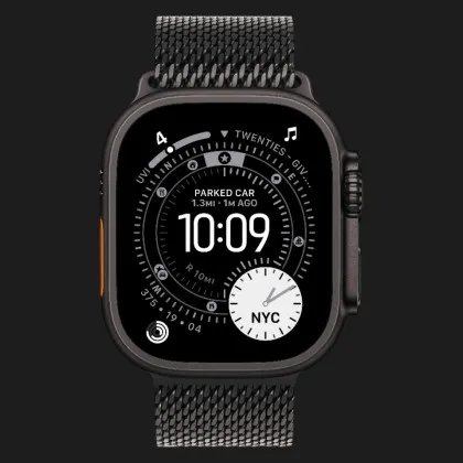 Apple Watch Ultra 3 GPS + LTE, 49mm Black Titanium Case with Black Titanium Milanese Loop - Small (MF1N4)