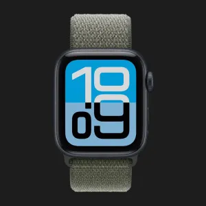 Apple Watch SE 3 GPS, 44mm Midnight Aluminum Case with Forest Sport Loop (Ultra)