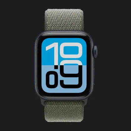 Apple Watch SE 3 GPS, 44mm Midnight Aluminum Case with Forest Sport Loop