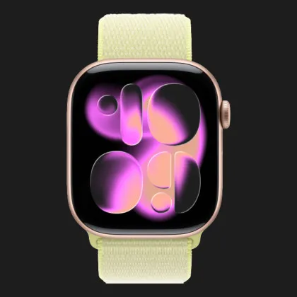 Apple Watch Series 11 GPS, 46mm Rose Gold Aluminum Case with Neon Yellow Sport Loop