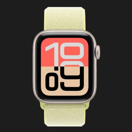 Apple Watch SE 3 GPS, 44mm Starlight Aluminum Case with Neon Yellow Sport Loop