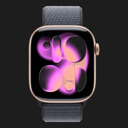 Apple Watch Series 11 GPS, 46mm Rose Gold Aluminum Case with Anchor Blue Sport Loop