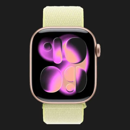 Apple Watch Series 11 GPS, 42mm Rose Gold Aluminum Case with Neon Yellow Sport Loop