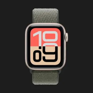 Apple Watch SE 3 GPS, 44mm Starlight Aluminum Case with Forest Sport Loop (Ultra)
