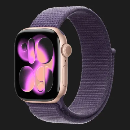 Apple Watch Series 11 GPS, 42mm Rose Gold Aluminum Case with Purple Fog Sport Loop