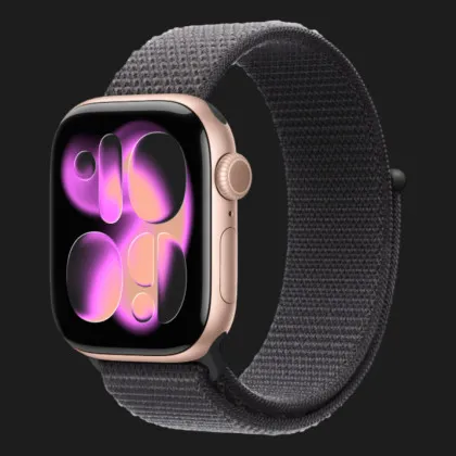 Apple Watch Series 11 GPS, 42mm Rose Gold Aluminum Case with Dark Gray Sport Loop