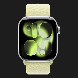 Apple Watch Series 11 GPS, 42mm Silver Aluminum Case with Neon Yellow Sport Loop (Ultra)