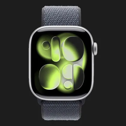 Apple Watch Series 11 GPS, 46mm Silver Aluminum Case with Anchor Blue Sport Loop (Ultra)