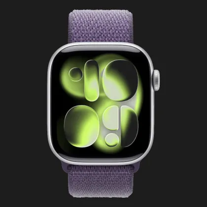 Apple Watch Series 11 GPS, 46mm Silver Aluminum Case with Purple Fog Sport Loop (Ultra)