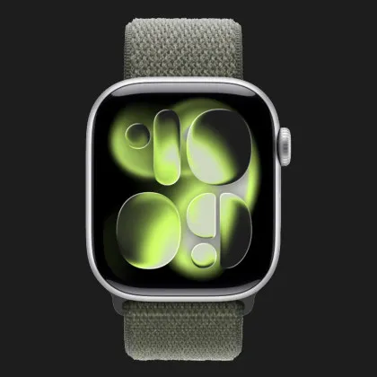 Apple Watch Series 11 GPS, 42mm Silver Aluminum Case with Forest Sport Loop (Ultra)