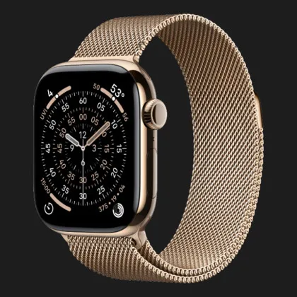 Apple Watch Series 11 GPS, 42mm Gold Titanium Case with Gold Milanese Loop (MF8Y4)