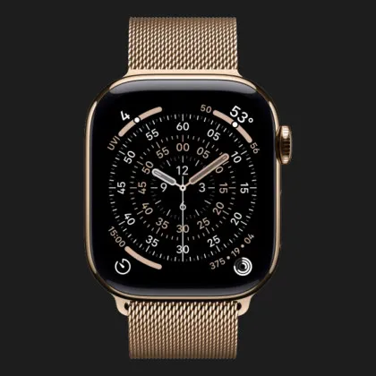 Apple Watch Series 11 GPS, 42mm Gold Titanium Case with Gold Milanese Loop (MF8Y4)