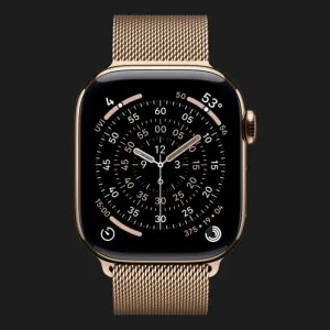 Apple Watch Series 11 GPS, 46mm Gold Titanium Case with Gold Milanese Loop (M/L)