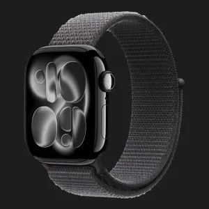 Apple Watch Series 11 GPS, 46mm Jet Black Aluminum Case with Dark Gray Sport Loop (Ultra)
