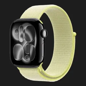 Apple Watch Series 11 GPS, 46mm Jet Black Aluminum Case with Neon Yellow Sport Loop (Ultra)