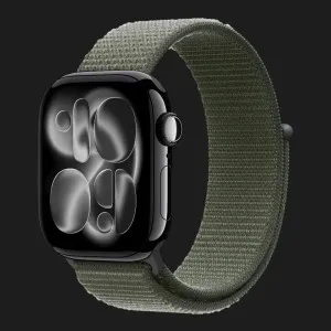Apple Watch Series 11 GPS, 46mm Jet Black Aluminum Case with Forest Sport Loop (Ultra)