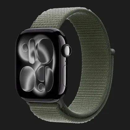 Apple Watch Series 11 GPS, 46mm Jet Black Aluminum Case with Forest Sport Loop (Ultra)