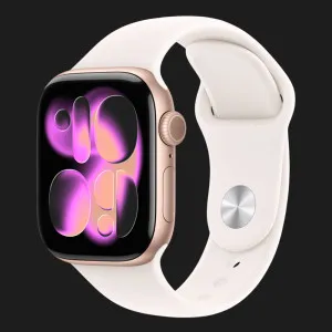 Apple Watch Series 11 GPS + LTE, 46mm Rose Gold Aluminium Case with Light Blush Sport Band (S/M) (MFCG4)