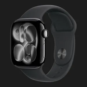Apple Watch Series 11 GPS + LTE, 42mm Jet Black Aluminium Case with Black Sport Band (M/L) (MF854)