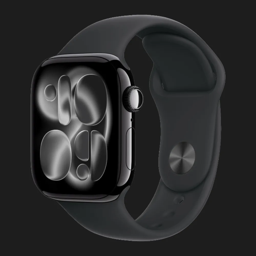Apple Watch Series 11 GPS + LTE, 42mm Jet Black Aluminium Case with Black Sport Band (M/L) (MF854)