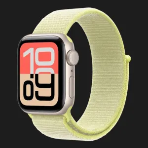 Apple Watch SE 3 GPS, 40mm Starlight Aluminum Case with Neon Yellow Sport Loop (Ultra)