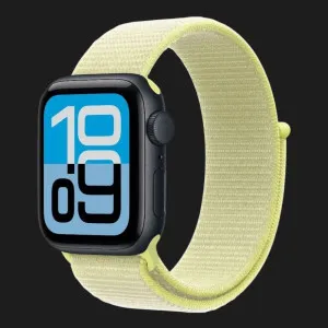 Apple Watch SE 3 GPS, 44mm Midnight Aluminum Case with Neon Yellow Sport Loop (Ultra)