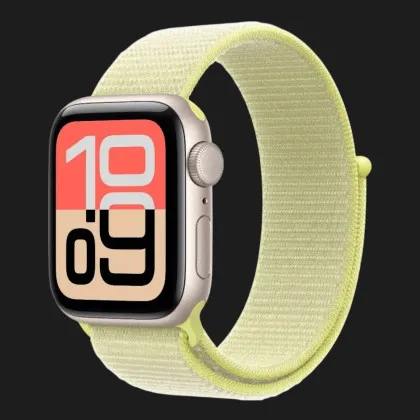Apple Watch SE 3 GPS, 44mm Starlight Aluminum Case with Neon Yellow Sport Loop
