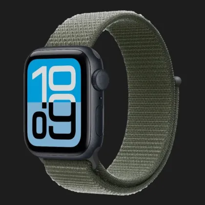 Apple Watch SE 3 GPS, 44mm Midnight Aluminum Case with Forest Sport Loop