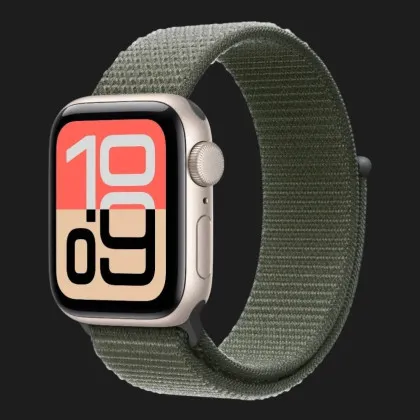 Apple Watch SE 3 GPS, 44mm Starlight Aluminum Case with Forest Sport Loop