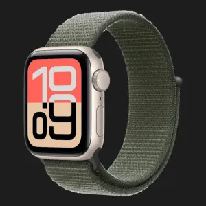 Apple Watch SE 3 GPS, 40mm Starlight Aluminum Case with Forest Sport Loop (Ultra)