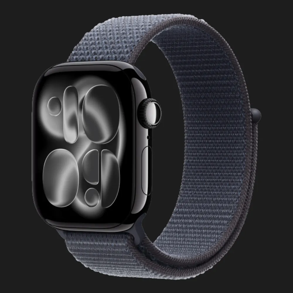 Apple Watch Series 11 GPS, 42mm Jet Black Aluminum Case with Anchor Blue Sport Loop