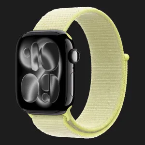 Apple Watch Series 11 GPS, 42mm Jet Black Aluminum Case with Neon Yellow Sport Loop (Ultra)