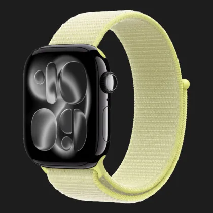Apple Watch Series 11 GPS, 42mm Jet Black Aluminum Case with Neon Yellow Sport Loop (Ultra)
