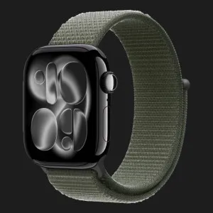 Apple Watch Series 11 GPS, 42mm Jet Black Aluminum Case with Forest Sport Loop (Ultra)